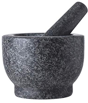 KHYTEBV Pilon et mortier - Ensemble Pilon et mortier en Pierre de Granit pour écraser, broyer et écraser, Parfait pour la Salsa, Le Pesto, Le Guacamole, Noir