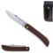 PIKAS SINCE 1727 Hippekniep Klappmesser mit Lederetui – Scharfes Carbonstahl Taschenmesser, Sapelli-Holzgriff, Rustikales Messer für Outdoor, Camping, Jagd & Angeln