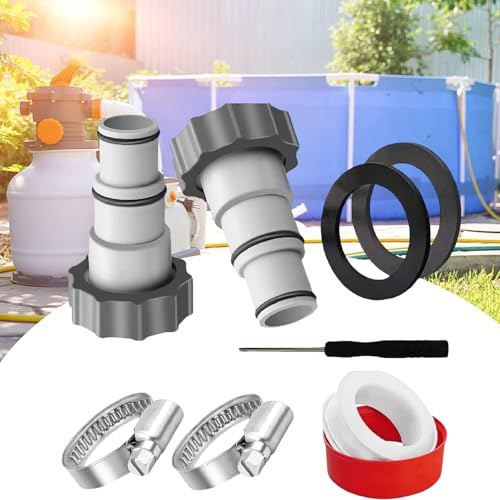POPUBBY Pool Schlauchadapter Set, Schlauchadapter Pool zur Verwendung mit Ø32 und 38 Mm Schlauchadapter Bestway Intex Poolschlauch 38mm mit Überwurfmutter Adapter für Pumpe