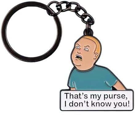 King of The Hill Bobby That's My Purse I Don't Know You Self Defense Class Cartoon Comedy TV Show Keychain KeyRing Key Chain Ring, Mixed, 1.3 inches wide