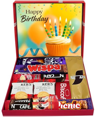 Happy Birthday Gift with Coffee Milk chocolates Biscoffs Shortbread and more Best Chocolate and Coffee Gifts