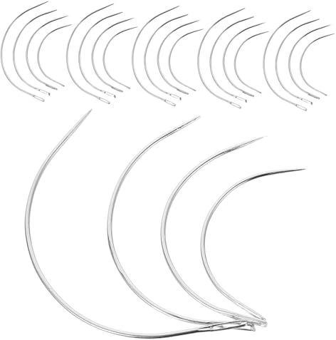 Aguja de Ojo Grande Curva Tipo C 48 Piezas en Metal Plata