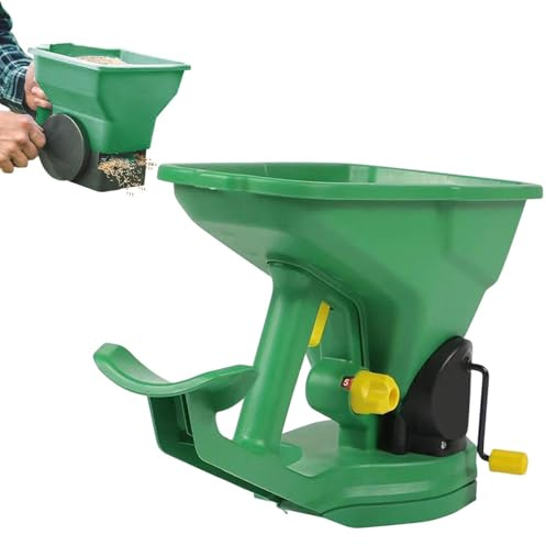 Hand Crank Seeder, 1.5L Ergonomic Hand Spreader, Handheld Crank Seeder For Grass Seed All Season Sowing Dispenser Tool Adjustable For Turf And Seeds Snow Salt Ice Melt Earth Food Fertilizer Garden