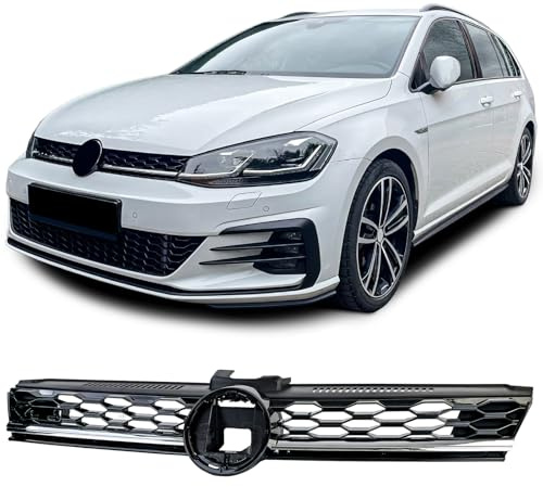 Waben Kühlergrill Schwarz Glanz mit Chromleiste für VW Golf 7.5 Facelift 17-20