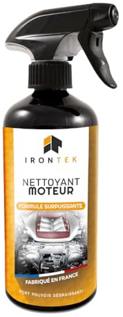 Nettoyant Moteur 500ml Spray - IRONTEK | IT303 | Dégraissant Surpuissant | Élimine Graisse Huile Cambouis | Compartiment Moteur Encrassé | Compatible Plastiques & Caoutchoucs