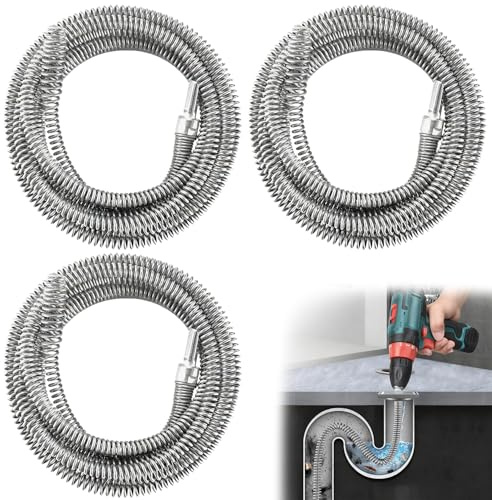 Rohrreinigungsspirale, 3 Stück Abflussreiniger Spirale 10mm x 4 m/2m/1m Rohrspirale Universal Rohrreiniger Spirale Abfluss Rohrreinigung mit Bohraufsatz für Badewanne Toilette Küche