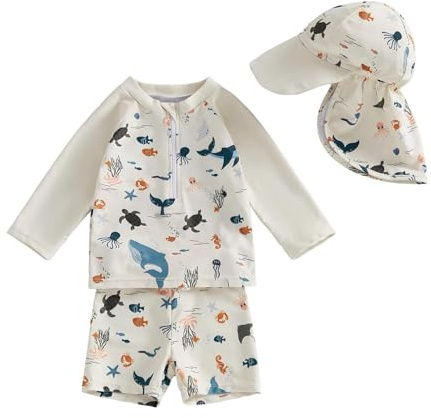 Costume Neonato Mare Costume Bambino Anti Uv Cappello Intero Giubbotto Di Salvataggio Per Bambini Bagno Bambina 1 Anno Abiti Neonati Maglietta Neonata Costumi 3 Anni Maglia 6 Upf 50 3Y Cappellino 2