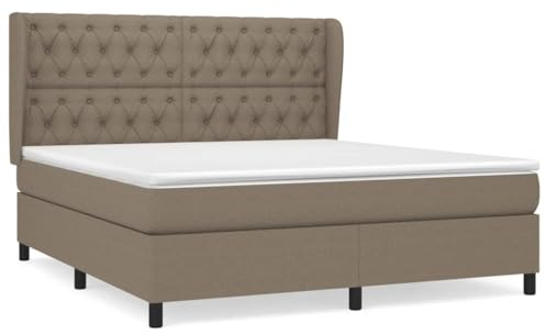 Owoxanthellate Boxspringbett mit Matratze Taupe 160x200 cm Höhenverstellbares Kopfteil Taschenfederkern Bequemes Schlafsofa für Schlafzimmer Gästezimmer