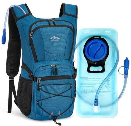 RAINSMORE Hydration Backpack with 2L Water Bladder Lightweight 15L Hiking Water Backpack Large Capacity Hydration Pack for Running Cycling Biking Walking Climbing Fits Men & Women
