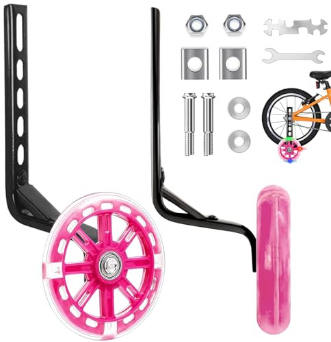 Idota 1 Paar Stützräder, Universal Fahrrad Stützräder Einstellbare | Stützräder Kinderfahrrad Erwachsene, Hilfsrad für 12 14 16 18 20 Zoll Singlespeed Fahrrad (Rosa)