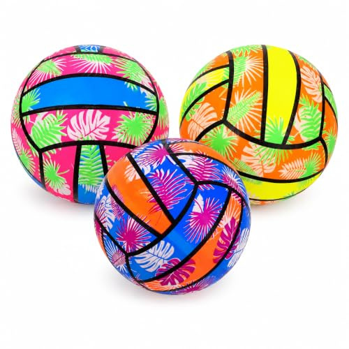 HANABASS 3pcs Inflatable Beach Volleyball 22cm, Swimming Balls for Kids Adults, Water Volley Balls for Swimming Beach
