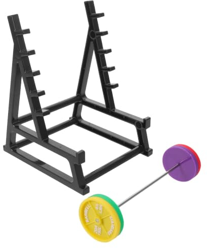 OUNONA 1 set Squat Rack penhållare, Mini Gym skivstångsställ penhållare sva | Inkludera skivstångsvikter, design av minigymutrustning, roliga skrivbordstillbehör för fitnessentusiaster och tyngdlyftnings