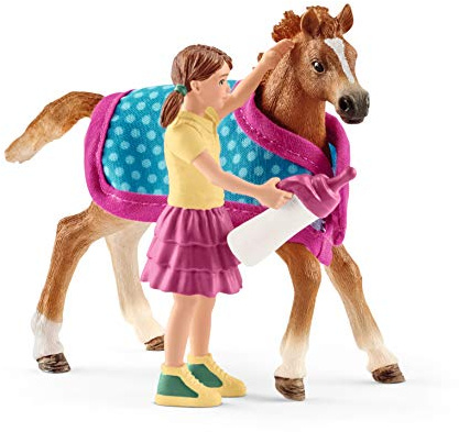Schleich 42361 Fohlen mit Decke, für Kinder ab 5-12 Jahren, Horse Club - Spielset