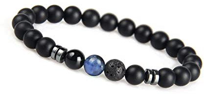 GD GOOD.designs Chakra Perlenarmband aus Onyx Natursteinperlen I Kugelarmband mit blauer Jaspis Perle I Armband Männer (Blau)