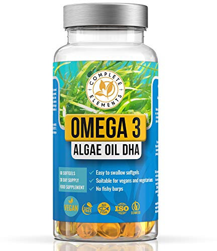 Vegan Omega 3 Algae Oil | Sustainable Algal Alternative to Fish Oil | 60 High Strength Capsules | 400mg DHA Supplement with Vitamin E | Vegetarian Essential Fatty Acids | UK Small Family Company