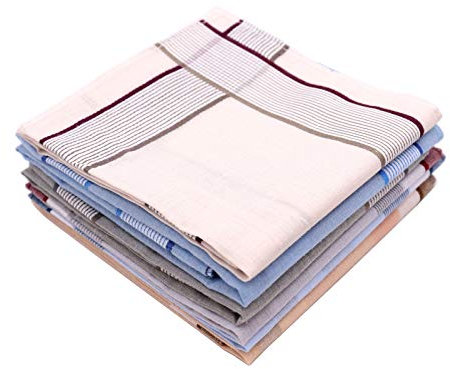 Fazzoletti 100% Cotone Uomo, 6 Pezzi, Stoffa Taglia Grande 40x40 cm, Fazzoletto da Taschino, Idee Regalo (Set 1)