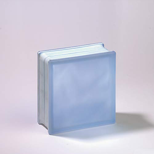 Bloque de Cristal Lux Glass Azul Ondulado Satinado 2 caras | cm 19x19x8 | Unidad de venta 1 caja de 6 pzas
