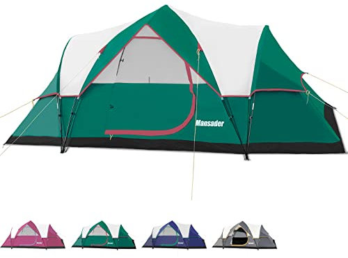 Mansader Familienzelt für 6 Personen, automatisches Pop-Up-Zelt für Outdoor, Camping, Familie, Wandern, Reisen (grün)