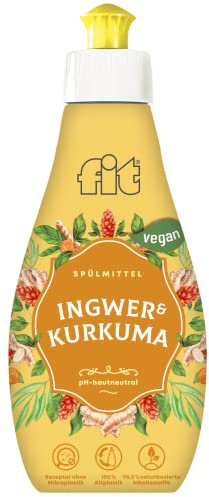 fit Hand-Spülmittel 400 ml Geschirrspülmittel mit ätherischen Ölen, vegan, mikroplastikfrei, Duftedition Ingwer-Kurkuma