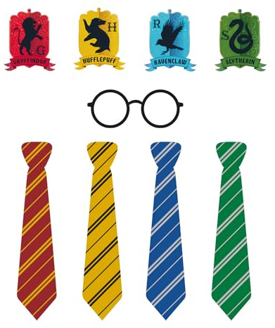 Amscan 9915086 - Set de fotos Harry Potter, escudo, corbatas, gafas, caja de fotos, fiesta de cumpleaños infantil, fiesta temática