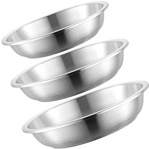 Kichvoe 3stücke Edelstahlplatte Runde Servierplatte Metallplatte Einfache Runde Schale Edelstahlküchengeschirr Bratenservice Tablett Für Familie Restaurant