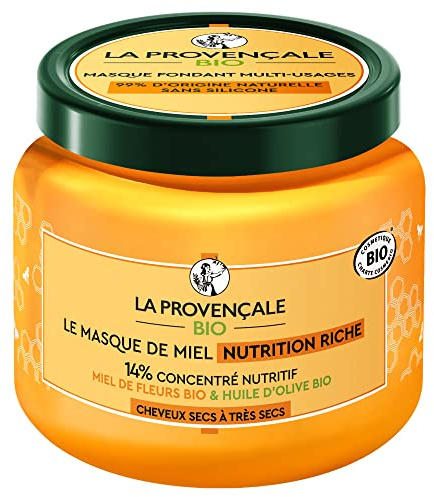 La Provençale Nutrition Maske für trockenes Haar, Honig, Bio-Blumen, 330 ml | 14 % Nährstoffkonzentrat, Olivenöl AOP Provence, 99 % natürlichen Ursprungs, ohne Silikon, + 94 % Nährstoffe