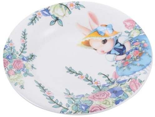Alipis Easter Bunny Ceramic Plate Pumpkin Rabbit Pattern Delicate Salad Plate