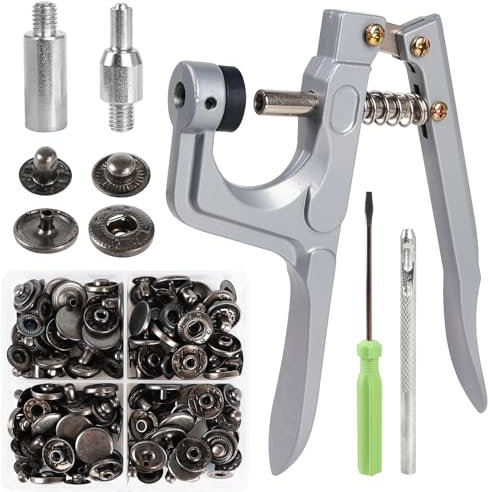 Druckknopf Set mit Zange, 40set (Ø 15mm) Druckknöpfe, Kupfer Druckknopf set Werkzeug Bronze Kleidung Snaps Druckknöpfe mit Zange für Leder Handwerk Jacke Brieftasche Handtasche