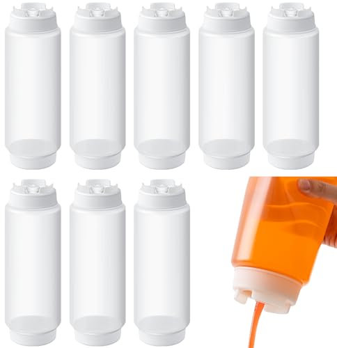 Singhoow Gewürz-Quetschflaschen, Kunststoff, für Restaurants, Saucen, Ketchup-Spender, umgekehrt, nachfüllbar, groß, transparent, für Restaurant, Küche, Catering, 8 Stück
