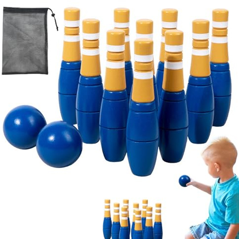 Gioco di bowling sul prato nel cortile, set da bowling all'aperto per bambini, Kit da bowling per bambini, gioco da bowling con borsa a rete con coulisse per carnevali, serate di giochi