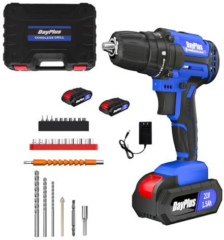 Akku Bohrschrauber Set, 21V Akku Bohrschrauber Set mit 25+1 Drehmomenteinstellung, inkl. Akku und Ladegerät ideal für Heimwerkerprojekte und Instandhaltung