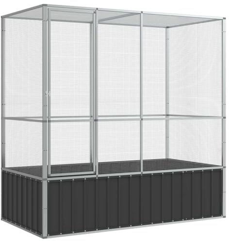 vidaXL Voliera Argento 210,5x107x212 cm in Acciaio, Gabbia per Uccelli, Ampia Gabbia per Uccelli, Gabbia per piccioni, Gabbia per pappagalli