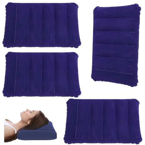 LNGJIN 4 Pezzi Cuscino da Viaggio,Cuscini Gonfiabili,Cuscino da Collo,Comodi Cuscini da Viaggio,Cuscino Campeggio Ultraleggero,Cuscini Gonfiabili Spiaggia (blu)