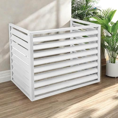 Cache Climatiseur Exterieur Aluminium Pompe A Chaleur Couverture De Protection Antipoussière Écran De Clôture For Climatiseur Support Grille Cache Radiateur(Blanc,100 * 50 * 70cm/40 * 20 * 28in)