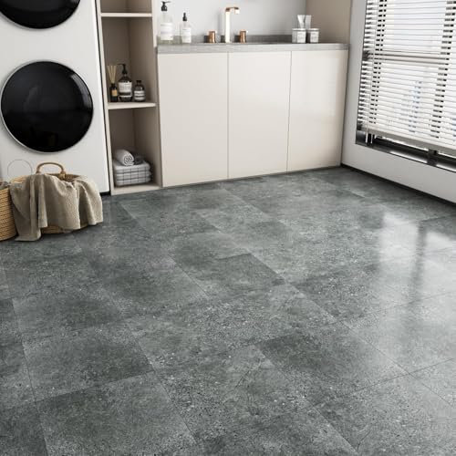 Decotalk Pavimento Adesivo Per Piastrelle Grigio Effetto Cemento 30X30cm 15 Pezzi Pvc Rivestimento Mattonelle Cucina Impermeabile Pezzi Piastrelle in Vinile Per Pavimenti Per Bagno Garage Cucina
