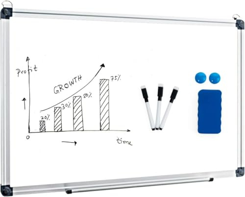 FANTASK 70x50cm Whiteboard Magnettafel Schreibttafel Pinnwand Memoboard Wandtafel Board mit Alurahmen