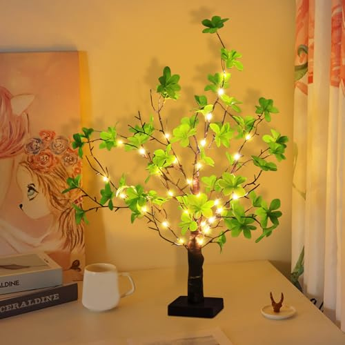 ACAREY LED Baum Lichter Für Frühlingsdeko Osterdeko mit Timer, 60CM Lichterbaum mit 24 Warmweiß LEDs, Led Baum Innen USB & Batteriebetrieben, Künstlicher Baum Ostern Für Frühling Deko (Grün)