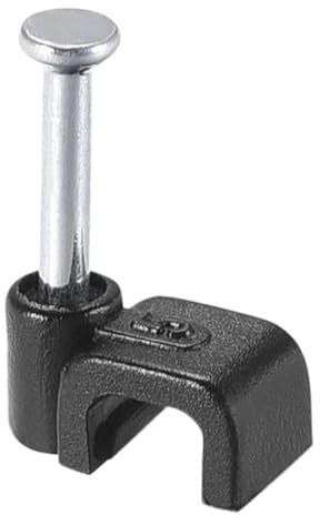 TA-VIGOR 100Pcs Round Cable Clips, 5mm Electrical Cable Wall Clip, Steel Nails Tacks Holder for Organizing Ethernet, Electric Wires Cables Line, TV Cable, Telephone line, Black