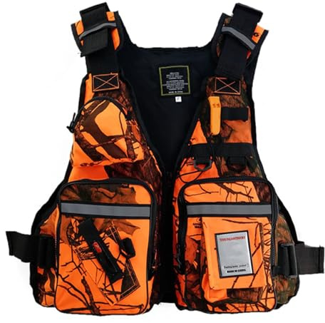 YAMNYSS Chaleco De Pesca con Bolsillos Y Chaleco Salvavidas De Flotabilidad De Seguridad Ajustable Reflectante para Adultos para Nadar, Navegar, Flotar,Naranja,One Size