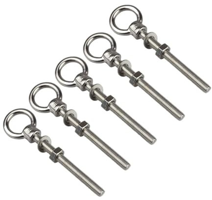 Boulon à œil de levage à épaulement long avec anneau d'écrou, trou de boucle, acier inoxydable 316 M6 M8 M10 M12, 5 pièces(M8X80)