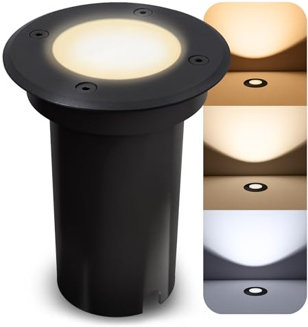 SSC-LUXon KALPA Bodeneinbaustrahler schwarz rund GU10 3W 3 Lichtfarben IP67