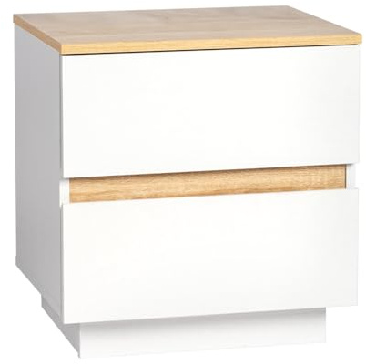 LEADZM Nachttisch Beistelltisch mit 2 Schubladen, Holz-Nachtkommode | Nachtschrank Boxspringbett für Schlafzimmer, Wohnzimmer, 38 x 32 x 40 cm (1, 2 Schublade)