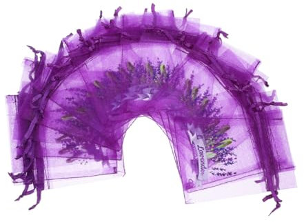 PartyKindom 50stücke Lavendel Säckchen Mit Kordelzug Aus Organza-netzgewebe Für Trockenblumen Lagerung Kleine Aufbewahrungsbeutel Als Party Favor Oder Schmuckbeutel