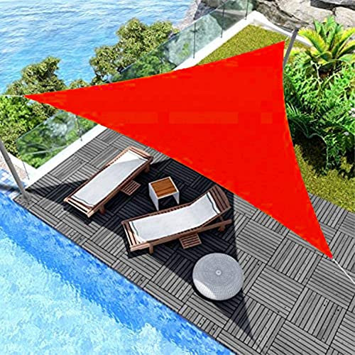 Dreieckiges Sonnendach, 3,5 x 3,5 m, hochwertiges 185 g/m² Polyester, Markise für Garten, Strand und Terrasse, inklusive Befestigungsset und kostenlosem Seil, rot, für Gartenpartys