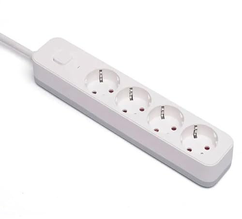 4-Fach Steckdosenleiste mit Schalter, 3 m, 3G, 1,5 mm², weiß und grau - ideal zum Anschluss mehrerer elektrischer Geräte.