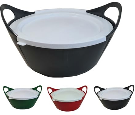 netproshop Vielseitige Flexischale 10 Liter mit Griffen mit Deckel - robust und flexibel für Stall, Haushalt usw., Farbe:Anthrazit