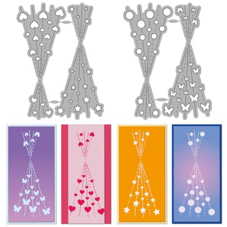 MAYJOYDIY Strahlenmarkierungen Metall Stanzformen Diagonalen Streifen Stanzschablone Herz Stern Rund Schmetterling Karbonstahl Prägeschablonen Für Scrapbooking Party Fotoalbum DIY Papierhandwerk