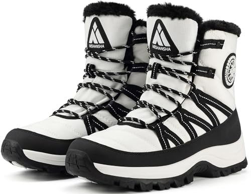 Mishansha Botas Mujer Invierno Botines Nieve Antideslizante Zapatos Calentitas Outdoor, Blanco 39