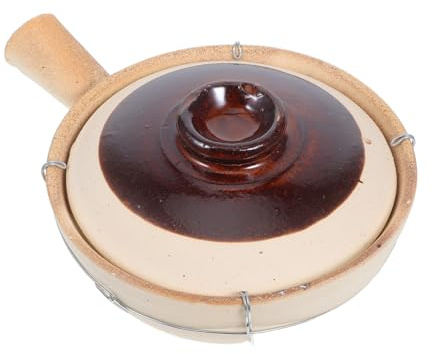 FUNNETOYU Pentola Di Ceramica e Terracotta Tradizionale 0,5l Coperchio Resistente Alte Temperature Per Cucinare Riso, Zuppe e Stufati, Adatta Per Riunioni Familiari e Viaggi