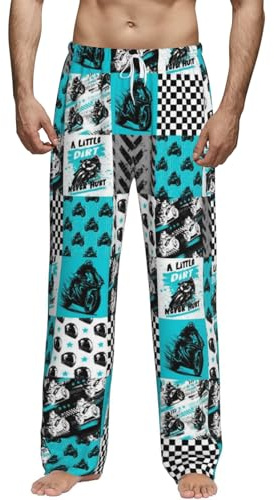 Klamklovf Funny Motorcycle men'S Pajama Pants Soft Lounge Pants For Men, Comfortable Pajama Bottoms For Men With Pockets, Perfect Holiday Gift For Husband, Dad, Or Boyfriend For Everyday Wear Large